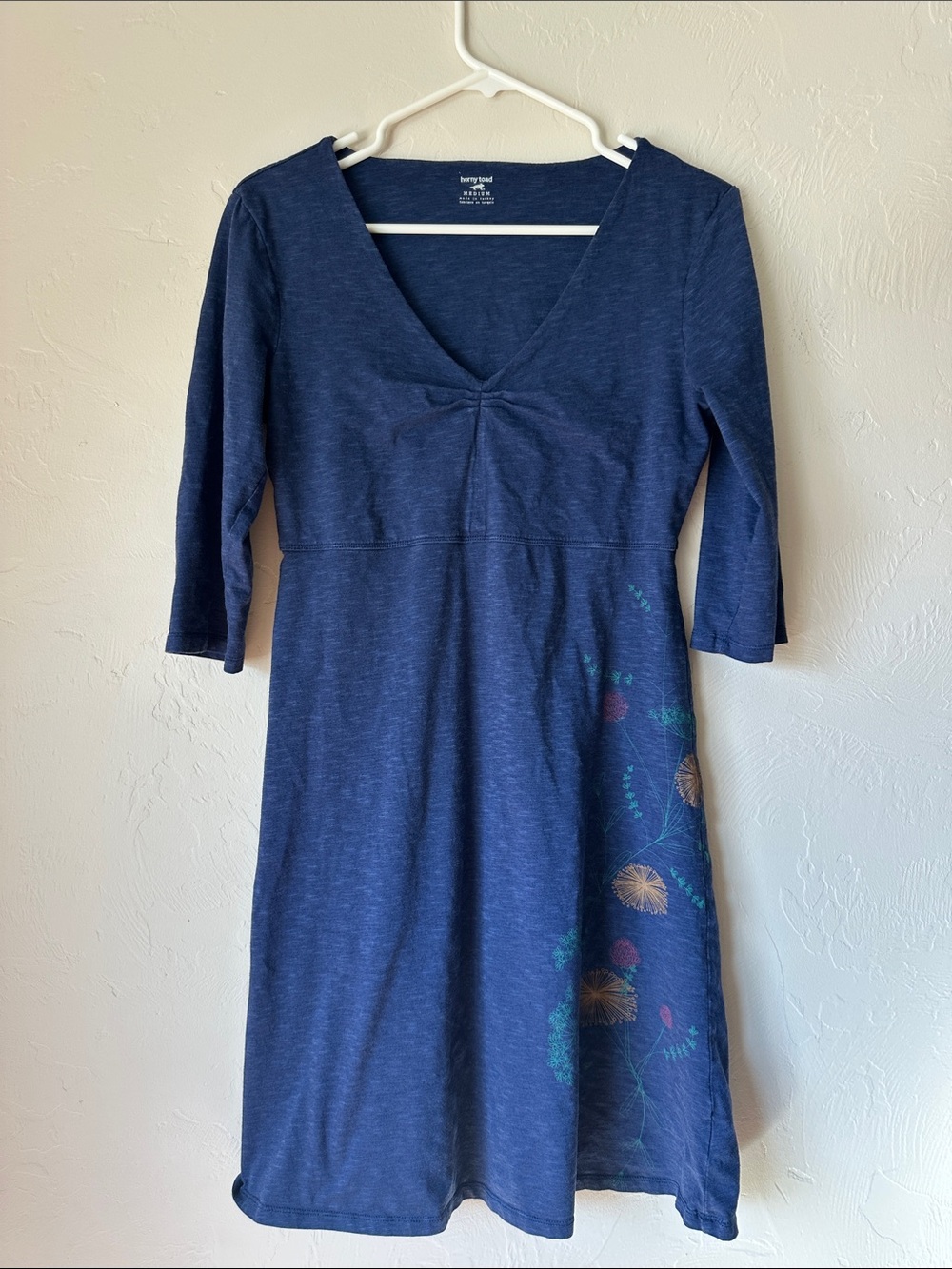 Horny Toad Navy Floral V-Neck Dress